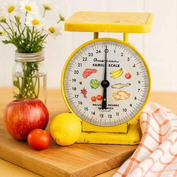 VTG American Family Kitchen Scale Retro Farmhouse Decor Rustic Charm Functional - Picture 1 of 16